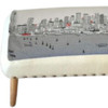 38" White Seattle Daylight Skyline Embroidered Ottoman