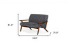 Compact 44" Grey Fabric And Walnut Veneer Loveseat