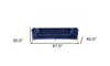 Contemporary 97" Blue Velvet And Gold Accent Sofa