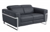 65" Dark Gray Italian Leather Reclining Love Seat