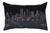 24" Black Dallas Nighttime Skyline Lumbar Decorative Pillow