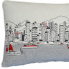 24" White Hong Kong Daylight Skyline Lumbar Decorative Pillow