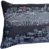 35" Black Amsterdam Nighttime Skyline Lumbar Decorative Pillow