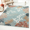 5' X 7' Blue Orange Navy And White Abstract Stain Resistant Indoor Outdoor Area Rug