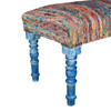 47" Rainbow Stripe Blue Leg Upholstered Bench