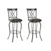 Set Of Two 44" Black Faux Leather Cross Back Bar Height Bar Chairs