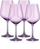 Set of Four Translucent Purple Large Wine Glasses