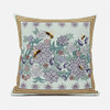 16x16 Light Green Purple Brown Bee Blown Seam Broadcloth Animal Print Throw Pillow