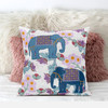 16x16 Blue Pink Gray Elephant Blown Seam Broadcloth Animal Print Throw Pillow