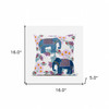 16x16 Blue Pink Gray Elephant Blown Seam Broadcloth Animal Print Throw Pillow