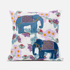 20x20 Blue Pink Gray Elephant Blown Seam Broadcloth Animal Print Throw Pillow