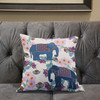 28x28 Blue Pink Gray Elephant Blown Seam Broadcloth Animal Print Throw Pillow