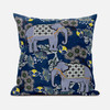 20x20 Gray Blue Brown Elephant Blown Seam Broadcloth Animal Print Throw Pillow