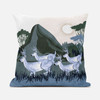 26x26 Blue Deer Blown Seam Broadcloth Animal Print Throw Pillow