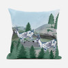 28x28 Green Blue Deer Blown Seam Broadcloth Animal Print Throw Pillow