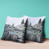 18x18 Muted Green Black Blue Deer Blown Seam Broadcloth Animal Print Throw Pillow
