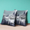 18x18 Gray Blue Deer Blown Seam Broadcloth Animal Print Throw Pillow