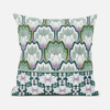20x20 Green Pink Blown Seam Broadcloth Floral Throw Pillow