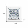 18x18 White Gray Blue Blown Seam Broadcloth Floral Throw Pillow