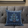 20x20 Blue Brown Blown Seam Broadcloth Floral Throw Pillow