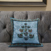 28x28 Sky Blue Red Blown Seam Broadcloth Floral Throw Pillow