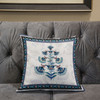 20x20 Off White Blue Black Blown Seam Broadcloth Floral Throw Pillow