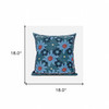 18x18 Blue Red Blown Seam Broadcloth Floral Throw Pillow