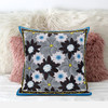 20x20 Gray Brown Blue Blown Seam Broadcloth Floral Throw Pillow