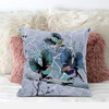 18x18 Blue Pink Gray Bird Blown Seam Broadcloth Animal Print Throw Pillow