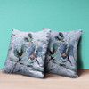 18x18 Blue Pink Gray Bird Blown Seam Broadcloth Animal Print Throw Pillow