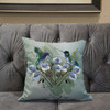 20x20 Green Blue Bird Blown Seam Broadcloth Animal Print Throw Pillow