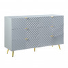 55" Gray  and Gold Six Drawer Double Dresser