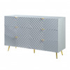 55" Gray  and Gold Six Drawer Double Dresser