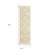 8' Runner Beige Green And Brown Floral Stain Resistant Runner Rug