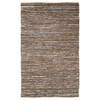 8' X 10' Desert Taupe Striped Handmade Leather Area Rug