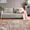 4' X 6' Rust Floral Stain Resistant Area Rug