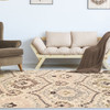 5' X 8' Ivory Gray And Olive Floral Stain Resistant Area Rug