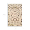 6' X 9' Ivory Gray And Olive Floral Stain Resistant Area Rug