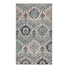 7' X 9' Ivory Blue And Gray Floral Stain Resistant Area Rug