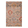 7' X 9' Ivory Orange And Gray Floral Stain Resistant Area Rug