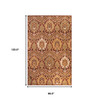 8' X 10' Red Olive And Gold Floral Stain Resistant Area Rug