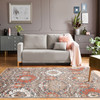 8' X 10' Rust Floral Stain Resistant Area Rug