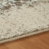 8' Tan And Brown Damask Distressed Stain Resistant Runner Rug