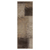 8' Beige Gray And Black Damask Distressed Stain Resistant Runner Rug