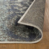 4' X 6' Teal And Gray Damask Distressed Stain Resistant Area Rug