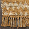 5' X 8' Gold Chevron Hand Woven Stain Resistant Area Rug With Fringe