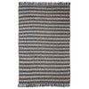 8' X 10' Navy Peony Chevron Hand Woven Stain Resistant Area Rug With Fringe