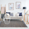 8' X 10' Navy Peony Chevron Hand Woven Stain Resistant Area Rug With Fringe