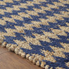 8' X 10' Navy Peony Chevron Hand Woven Stain Resistant Area Rug With Fringe