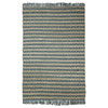 8' X 10' Teal Chevron Hand Woven Stain Resistant Area Rug With Fringe